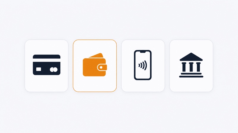 Comparison illustration of PayID, PayTo, debit card, prepaid voucher and cryptocurrency payment routes