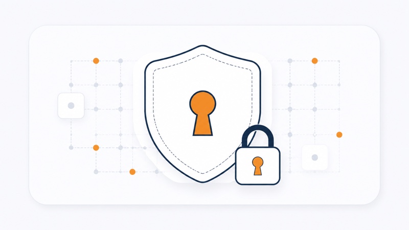 Illustration representing data handling and privacy safeguards for an information website